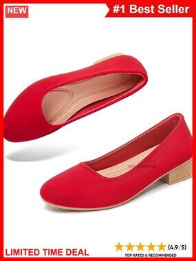 Textile Low Block Chunky Heel Round Toe Office Pumps